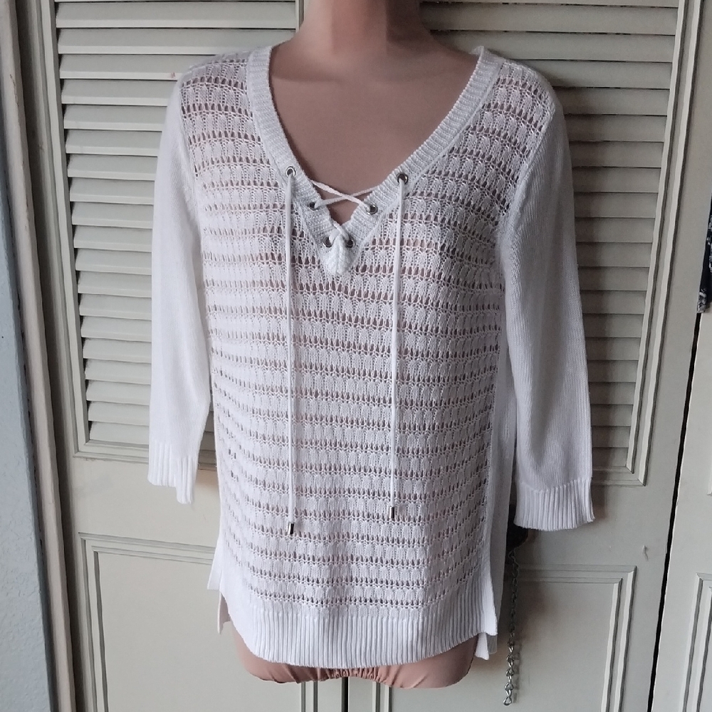 New York & Company White Knit Sweater